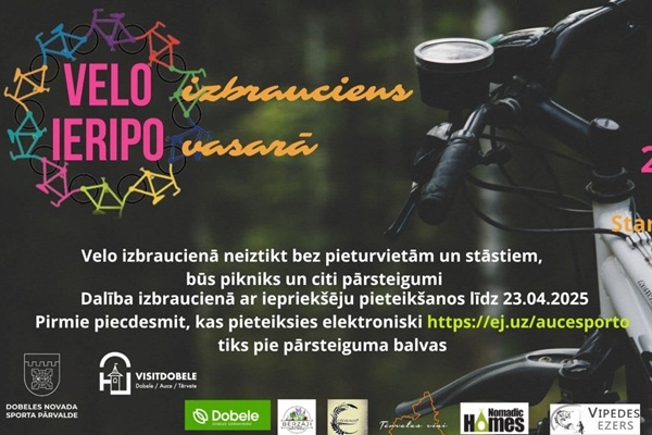 Ar velo izbraucienu «Ieripo vasarā» Dobeles novadā tiks atklāta aktīvā tūrisma sezona