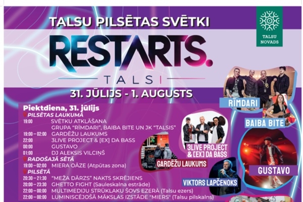 Tur, kur tradīcijas satiekas ar jaunu iedvesmu, dzimst Talsu vasaras skaistākie svētki «Restarts.Talsi.»