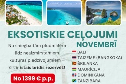 Atpūtas un ceļojumu piedāvājumi 29.10.2025 - 05.11.2025 Novembris tropu noskaņās! Latvia Tours - Jēkabpils