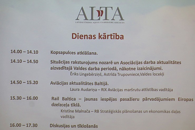 Latvijas Tūrisma Aģentu asociācija (ALTA) rīko kopsapulci un apspriež biznesa aktualitātes 330904