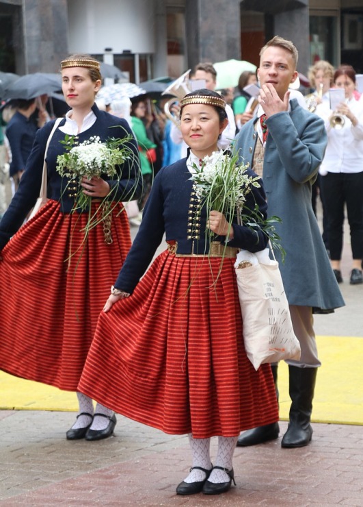Rīdzinieki skata dziesmu un deju svētku dalībnieku gājienu Rīgā - «Novadu dižošanās» 338774