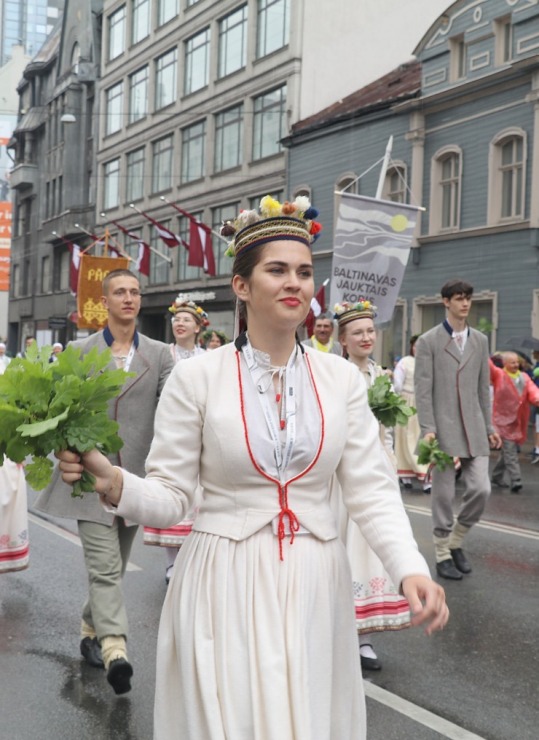 Rīdzinieki skata dziesmu un deju svētku dalībnieku gājienu Rīgā - «Novadu dižošanās» 338787