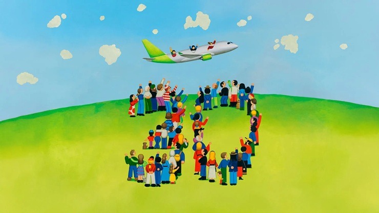 Kora mūzikai skanot, «airBaltic» lidmašīna dodas 30 gadu jubilejas reisā no RĪgas uz Stokholmu 378333