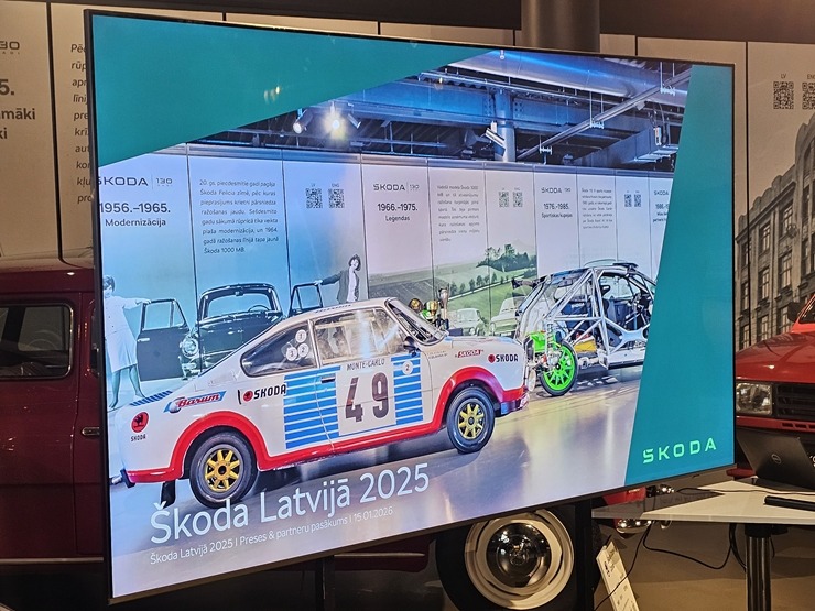 Rīgas Motormuzejā čehu autozīmols «Škoda» atzīmē 130. gadu jubileju un atskatās uz 2025.gada sasniegto 384200
