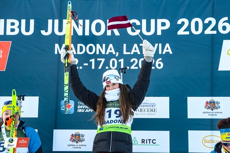 Biatloniste Estere Volfa Madonā izcīna vēsturisku uzvaru IBU Junioru kausa sprintā 384398
