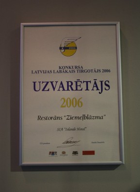 Restorāns Ziemeļblāzma 2006. gadā ir saņemis balvu konkursā Latvijas Labākais tirgotājs 20769