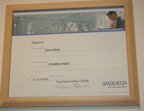 Amadeus apmācības diploms 20794