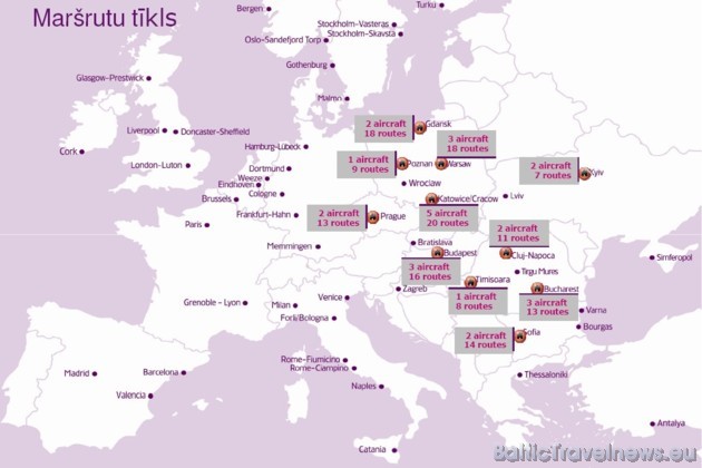 Kopumā WizzAir piedāvā lidojumus uz vairāk nekā 130 galamērķiem Eiropā 38480