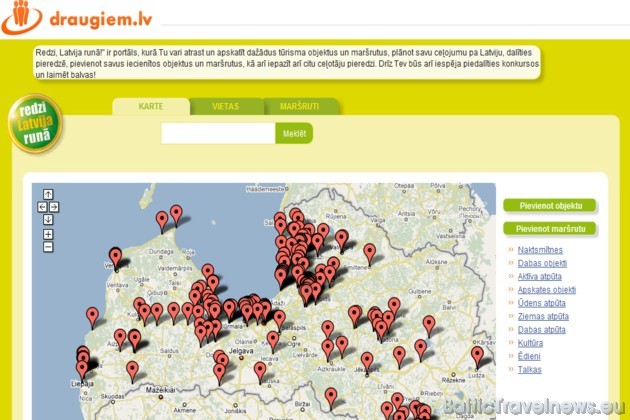 Redzi, Latvija runā! kampaņas pamatā ir portāls ar interaktīvu karti, kurā var atrast un apskatīt dažādus tūrisma objektus un maršrutus 38576