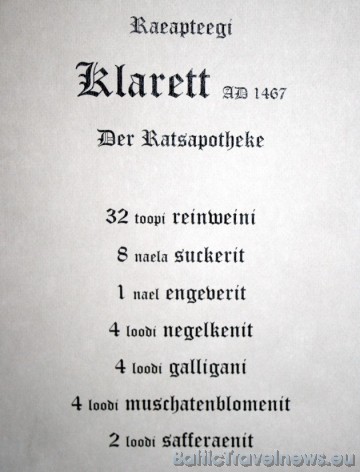 Klarett dzēriena recepte ir saglabājusies kopš 1467.gada 41301
