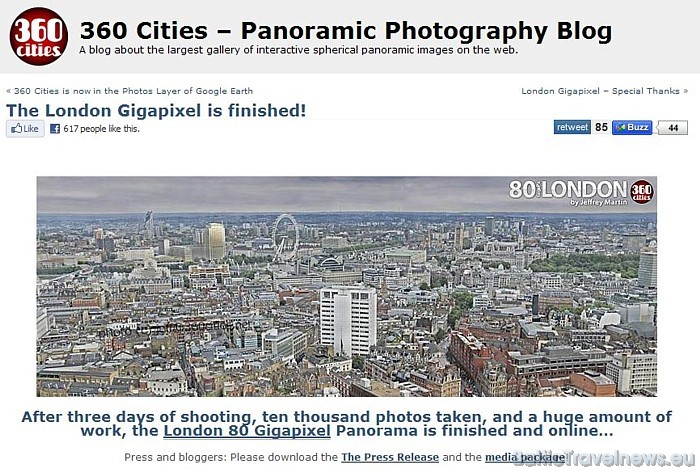 Londonas panorāmas foto iespējams apskatīt interneta vietnē www.blog.360cities.net
Foto: www.360cities.net 52430