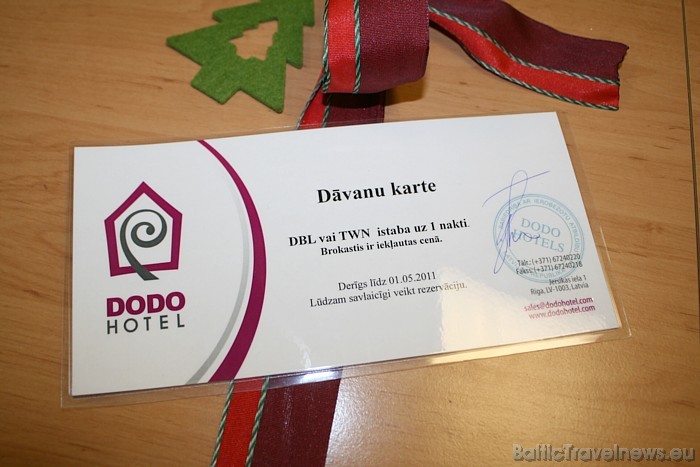 Travelnews.lv Facebook konkursa balva - dāvanu karte divvietīgam numuram divām personām (ar brokastīm) viesnīcā Dodo Hotel 53630