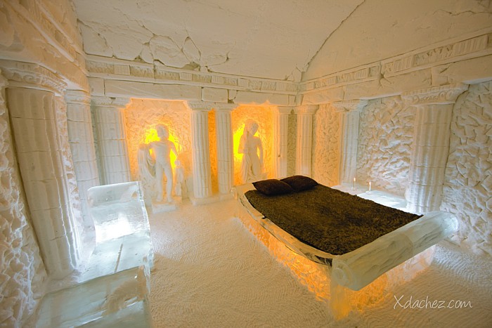 Kopā Hôtel de Glace viesnīcā pieejami 36 standarta un luksusa numuri. Kopējais vienlaicīgais viesu skaits - 88
Foto: ©Xdachez.com 53895