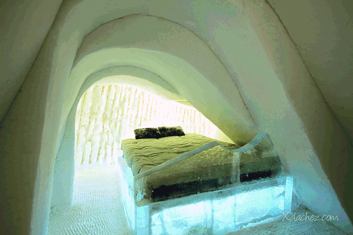 Apmešanās standarta numurā Hôtel de Glace maksā aptuveni 235 Kanādas dolāru (aptuveni 183 eiro)
Foto: ©Xdachez.com 53913