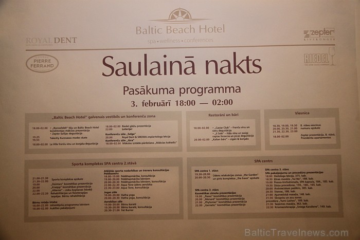 Jūrmalas piecu zvaigžņu viesnīcas Baltic Beach Hotel (www.balticbeach.lv) pasākums «Saulainā nakts» - programma 71314