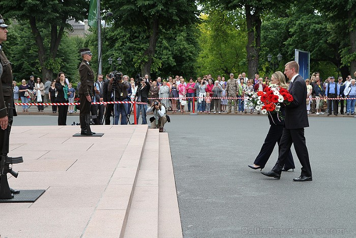 Rīgā darba vizītē ieradās ASV valsts sekretāre Hilarija Klintone. Foto: LR Ārlietu Ministrija 77817