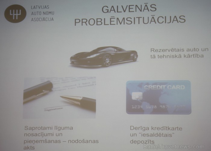 5.07.2012 Latvijas Auto nomu asociācija viesnīcā Radisson Blu Elizabete prezentēja 10 ieteikumus, kurus būtu jāievēro tiem, kuri nomā automašīnas - ww 78383