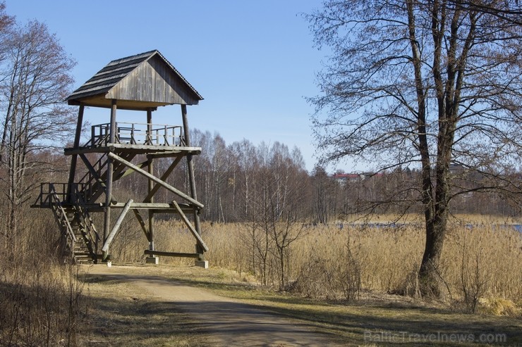 Ezera ziemeļu galā izbūvēts putnu novērošanas tornis. 118319