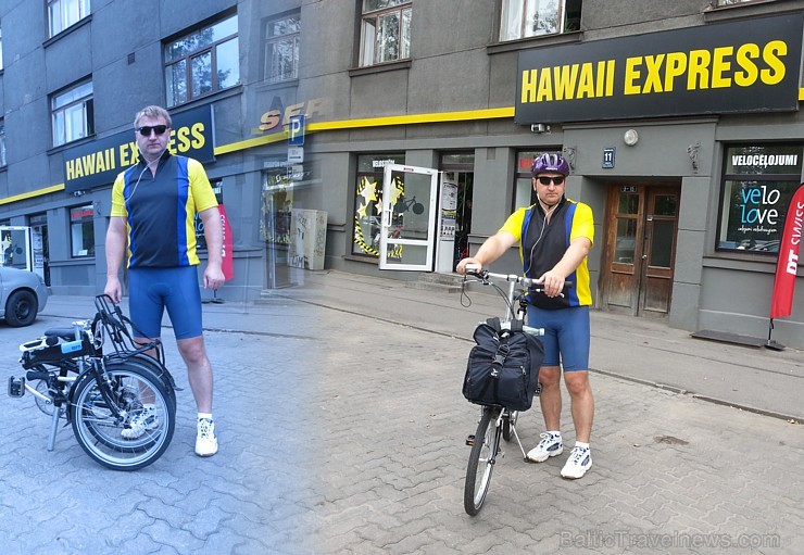 Ar Hawaii Express tehnisko atbalstu BalticTravelnews.com direktors Aivars Mackevičs dodas izmēģināt jauno saliekamo velosipēdu «Tern Link C7» braucien 130697