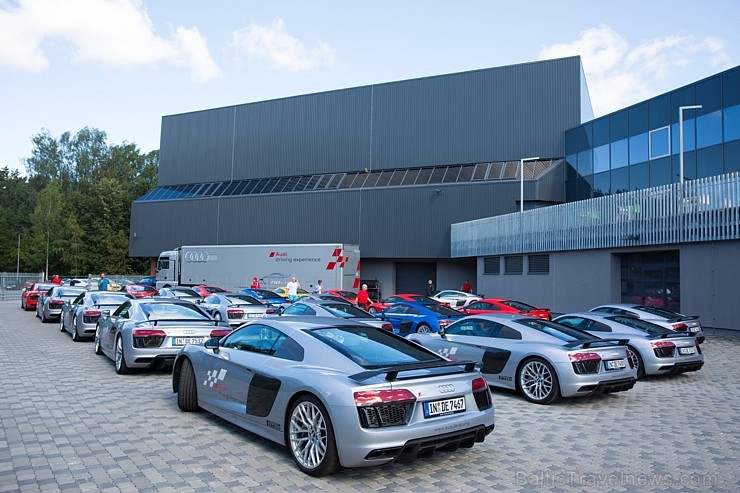 Travelnews.lv redakcija Biķernieku trasē 15.08.2016 izmēģina jaudīgos Audi R8 un RS sērijas automobiļus. Foto: Audi Sport 181845