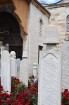 Rūmī mauzoleja pagalma kapsēta. Pieminekļi dekorēti ar simboliskiem dervišu turbāniem – vilnas cepurēm, kas apzīmē laicīgās dzīves iekāres. Roze ir sū 15
