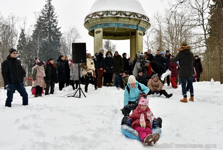 Kopā ar folkloristiem un latvisko tradīciju zinātājiem Alūksnē svinēja Meteņdienu, ejot rotaļās, lieloties, ēdot cūkas šņukuru, vizinoties no kalna un 245969