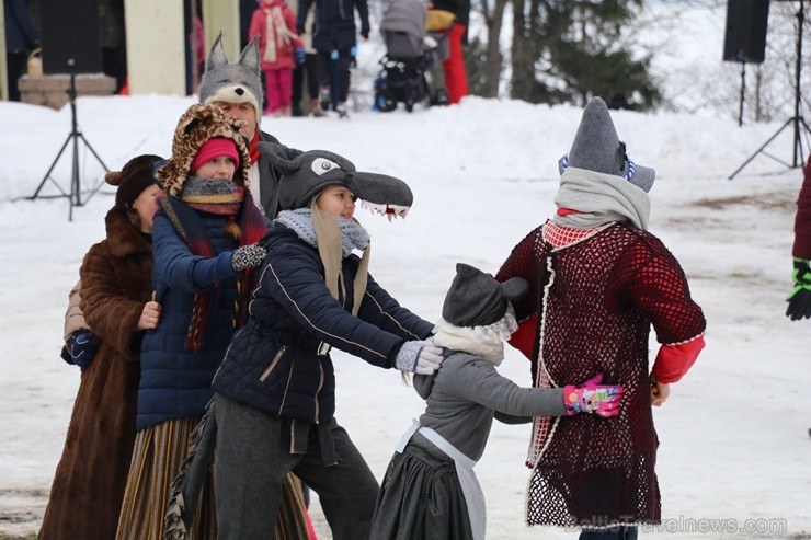 Kopā ar folkloristiem un latvisko tradīciju zinātājiem Alūksnē svinēja Meteņdienu, ejot rotaļās, lieloties, ēdot cūkas šņukuru, vizinoties no kalna un 245988