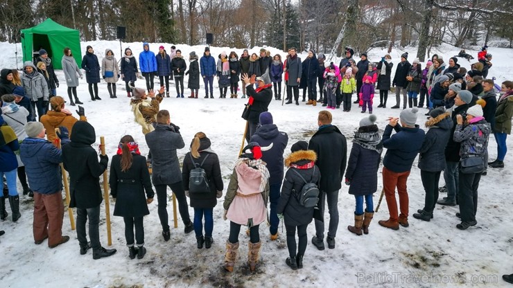 Kopā ar folkloristiem un latvisko tradīciju zinātājiem Alūksnē svinēja Meteņdienu, ejot rotaļās, lieloties, ēdot cūkas šņukuru, vizinoties no kalna un 245990