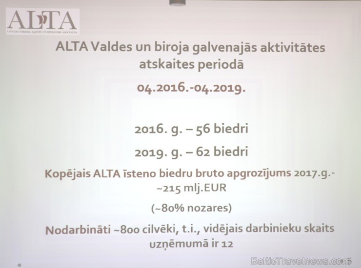 Rīgā 9.04.2019 pulcējas Latvijas Tūrisma Aģentu un Operatoru Asociācijas «ALTA» biedri uz kopsapulci un ievēl jaunu valdi 250834