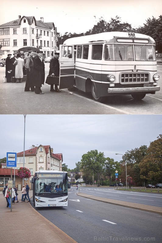 Autobusu pietura pie Majoru stacijas. 20. gs. 50.– 60. gadi un mūsdienas 271049